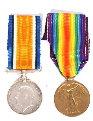 Lot 235 - WWI British medal pair - war medal, victory...