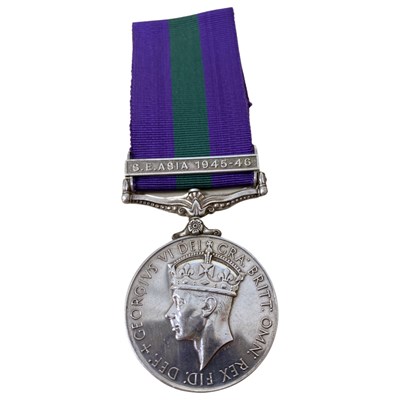 Lot 12 - George V GSM with SE Asia 1945-46 Clasp, name...