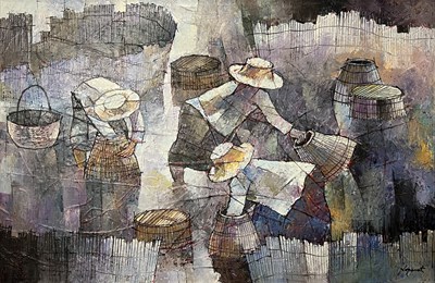 Lot 95 - Noparat Livisddhi (Thai, b.1932-), The Reapers,...