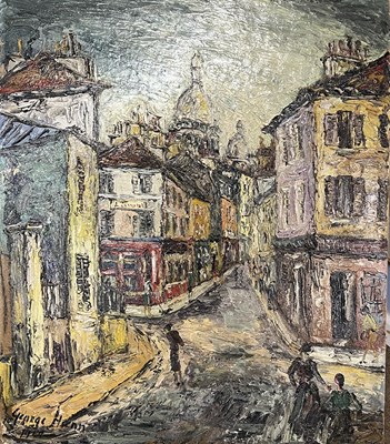 Lot 91 - George Hann (British, 1900-1979), Street scene,...