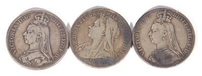Lot 503 - Queen Victoria crowns 1888,1890,1895 old head...
