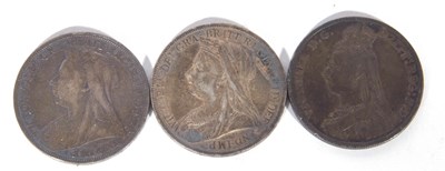 Lot 119 - Queen Victoria crowns 1890, 1895, old head...