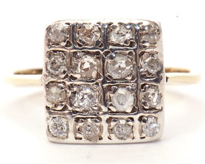 Lot 7 - Diamond set plaque ring of oblong shape, 12 x...
