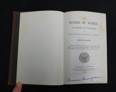Lot 282 - FRANCES POWER COBBE: THE DUTIES OF WOMEN, A...