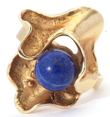 Lot 8 - Designer ring featuring a round lapis lazuli...
