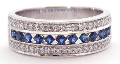 Lot 20 - Modern 18ct gold white gold, sapphire and...