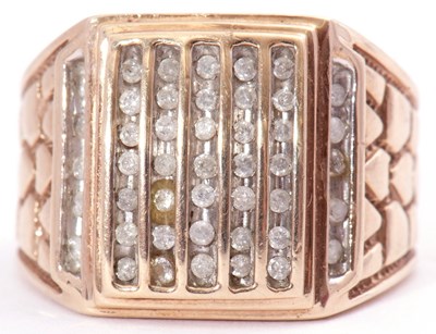 Lot 44 - 375 stamped large dress ring, the rectangular...