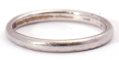 Lot 53 - Platinum band of plain polished design, 2.2gms,...