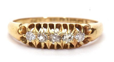 Lot 24A - Antique 18ct gold five stone diamond ring...