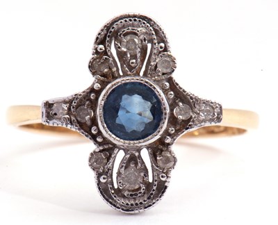 Lot 83 - Modern 18ct gold sapphire and diamond set ring,...