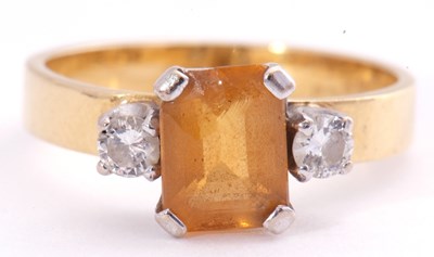 Lot 104 - 18ct gold citrine and diamond ring, the...