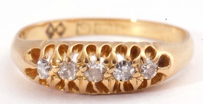 Lot 119 - Antique five stone diamond ring of boat shape...