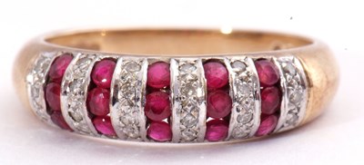 Lot 135 - Modern 9ct gold and ruby ring, a design...