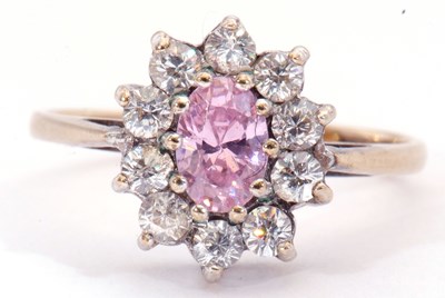 Lot 146 - 9ct gold cubic zirconia and pink stone cluster...