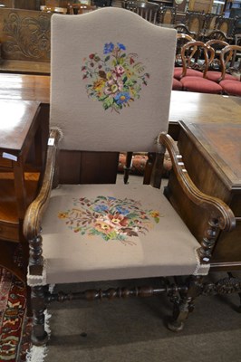 Lot 564 - William and Mary period walnut armchair...