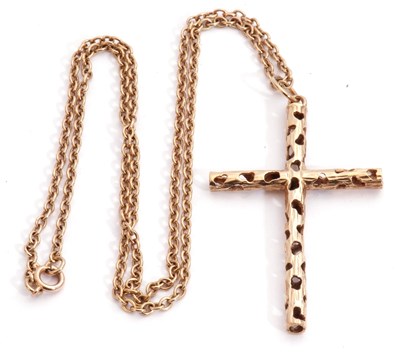 Lot 193 - 9ct gold cross pendant, a hollow pierced...