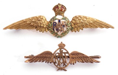 Lot 205 - Mixed Lot: 9ct gold and enamel RAF sweetheart...