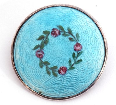 Lot 228 - Antique silver and enamel brooch of circular...