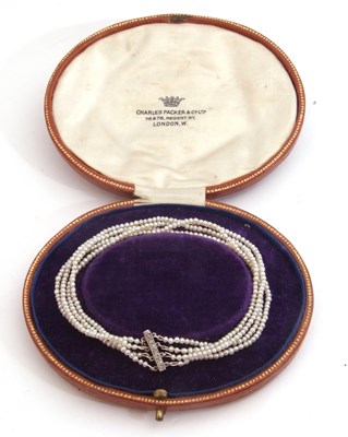 Lot 261 - Antique small pearl bracelet, the four row...
