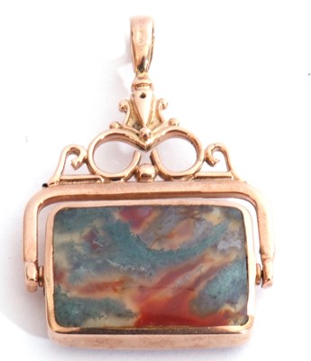 Lot 282 - 9ct gold swivel fob, the rectangular onyx and...