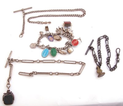 Lot 310 - Mixed Lot: silver watch chain, trombone and...