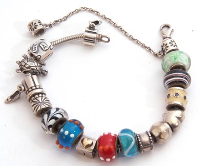 Lot 317 - Modern 925 stamped Pandora type bead bracelet