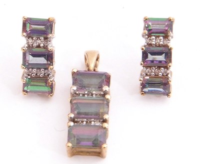 Lot 318 - Modern 9ct gold, diamond and mystic topaz...