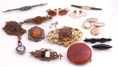 Lot 327 - Mixed Lot: pair of sandstone earrings, pair of...