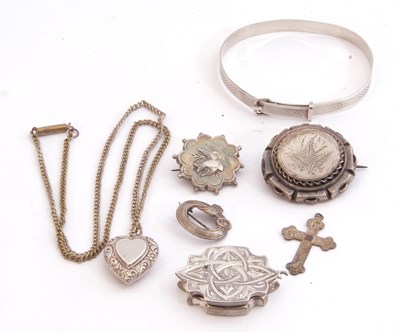 Lot 336 - Mixed Lot: sterling stamped bracelet, a white...