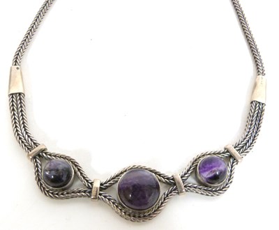 Lot 347 - Modern 925 and Blue John set necklace...