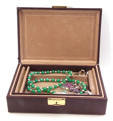 Lot 360 - Red rexine jewel box and contents to include...