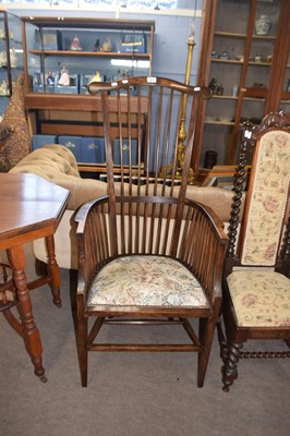 Lot 554 - Early 20th Century comb back armchair with...