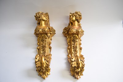 Lot 655 - Pair of 20th Century composition gilt curtain...