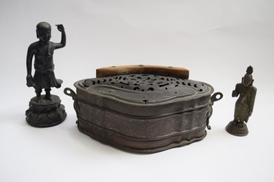 Lot 312 - Group of Chinese metal wares including a...