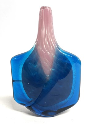 Lot 329 - Mdina axehead vase decorated in shades of blue...