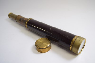 Lot 468 - Three section 19th Century telescope marked...