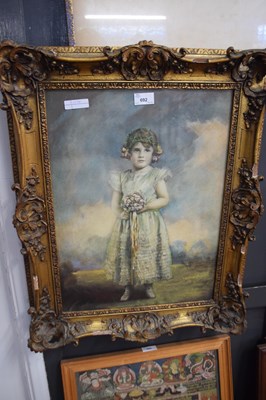Lot 692 - Study of a young girl with a bunch of flowers,...