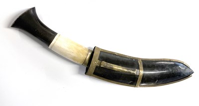 Lot 72 - Indian/Nepalese kukri knife with bone handle,...