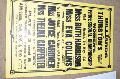 Lot 369 - Advertising poster - Billiards at Thurstons...