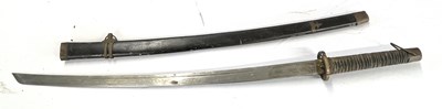 Lot 311 - An Oriental sword in scabbard, marked to hilt...