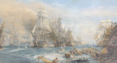 Lot 47 - W L Wyllie (1851-1931) Coloured Print of Trafalgar