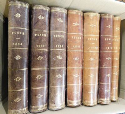 Lot 585 - Box: PUNCH: 1878-84, vols 74, 76, 78, 80, 82,...