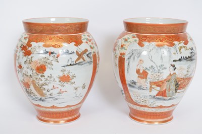 Lot 23 - Pair of Japanese Meiji period Satsuma vases...