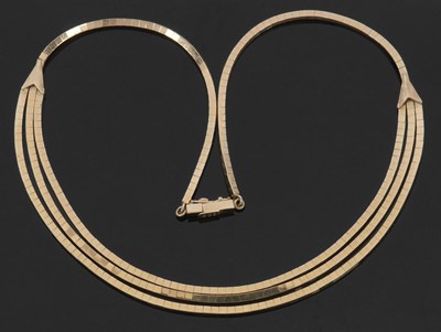 Lot 369 - 18ct multi strand box link style necklace,...