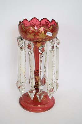 Lot 40 - Ruby table lustre with gilt floral design