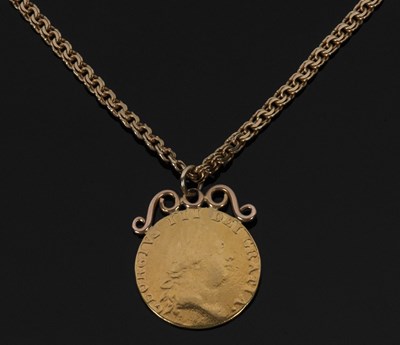 Lot 363 - George III spade guinea, mounted to a gold...
