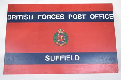 Lot 69 - Metal sign for BFPO Suffield on red ground,...