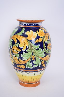 Lot 73 - Italian Majolica vase decorated in typical...