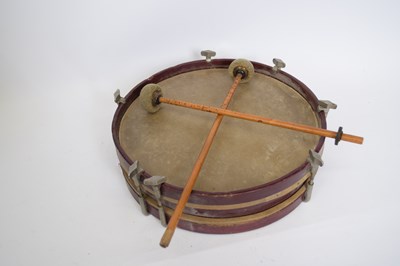 Lot 75 - Small circular drum with red stained wooden...