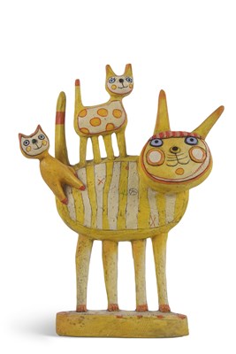 Lot 25 - Sculpture of cats signed to the base...